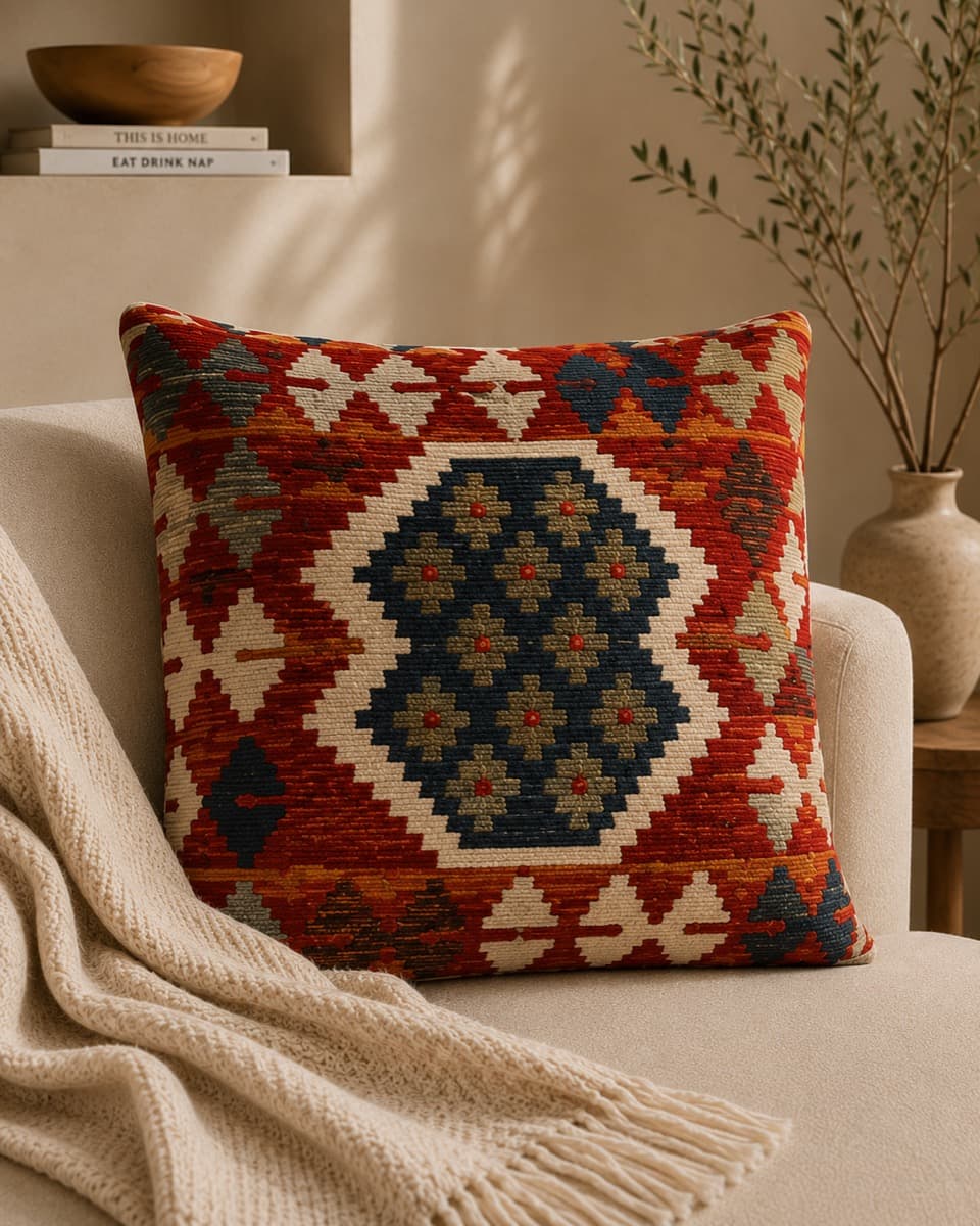 Rustik Kilim Desenli Kırlent