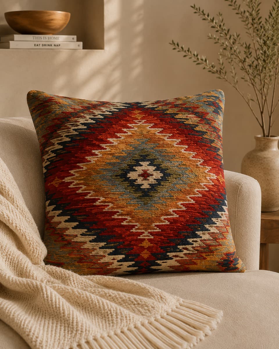 Sıcak Ton Kilim Kırlent