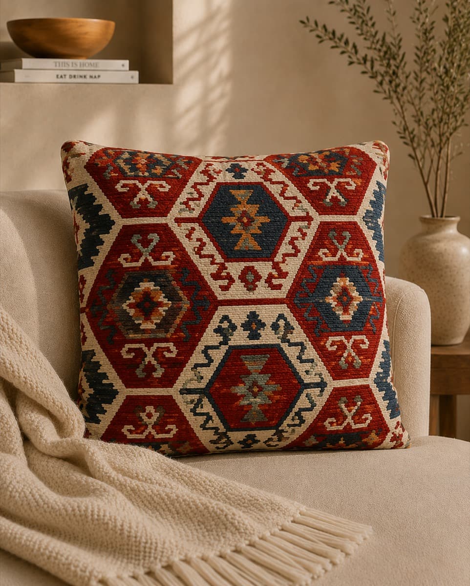 Altıgen Kilim Desenli Kırlent