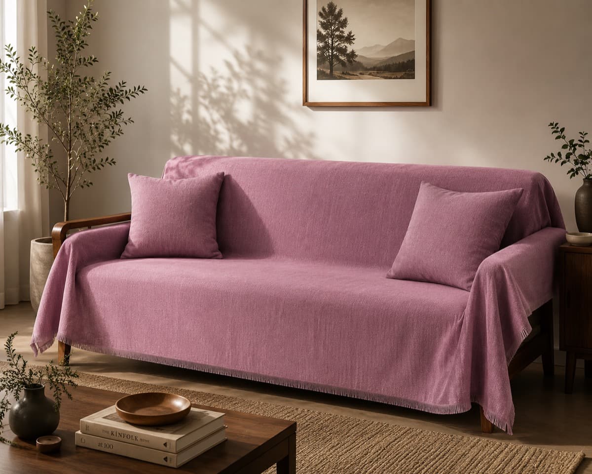Koltuk Örtüsü - Toz Pembe Puntallı