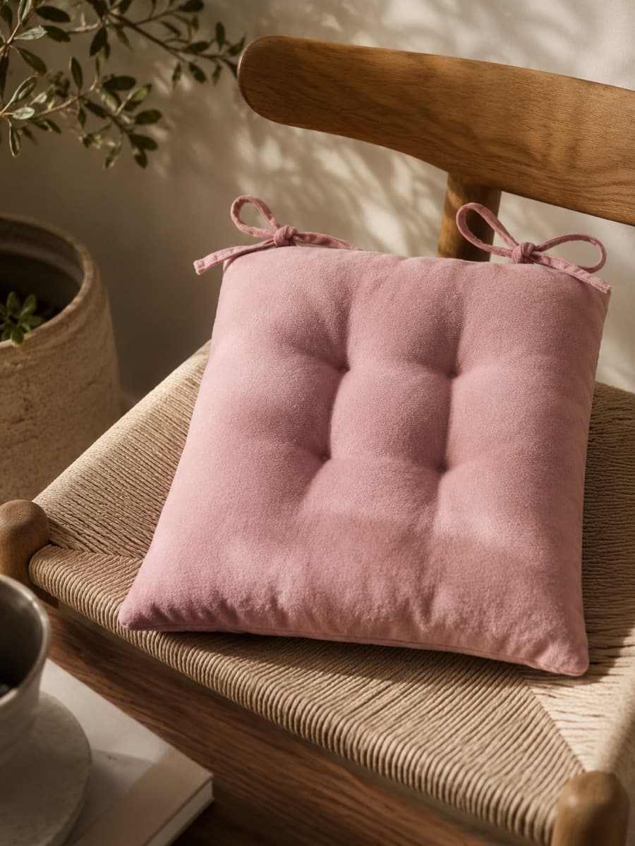 Sandalye Minderi - Toz Pembe Kapitone